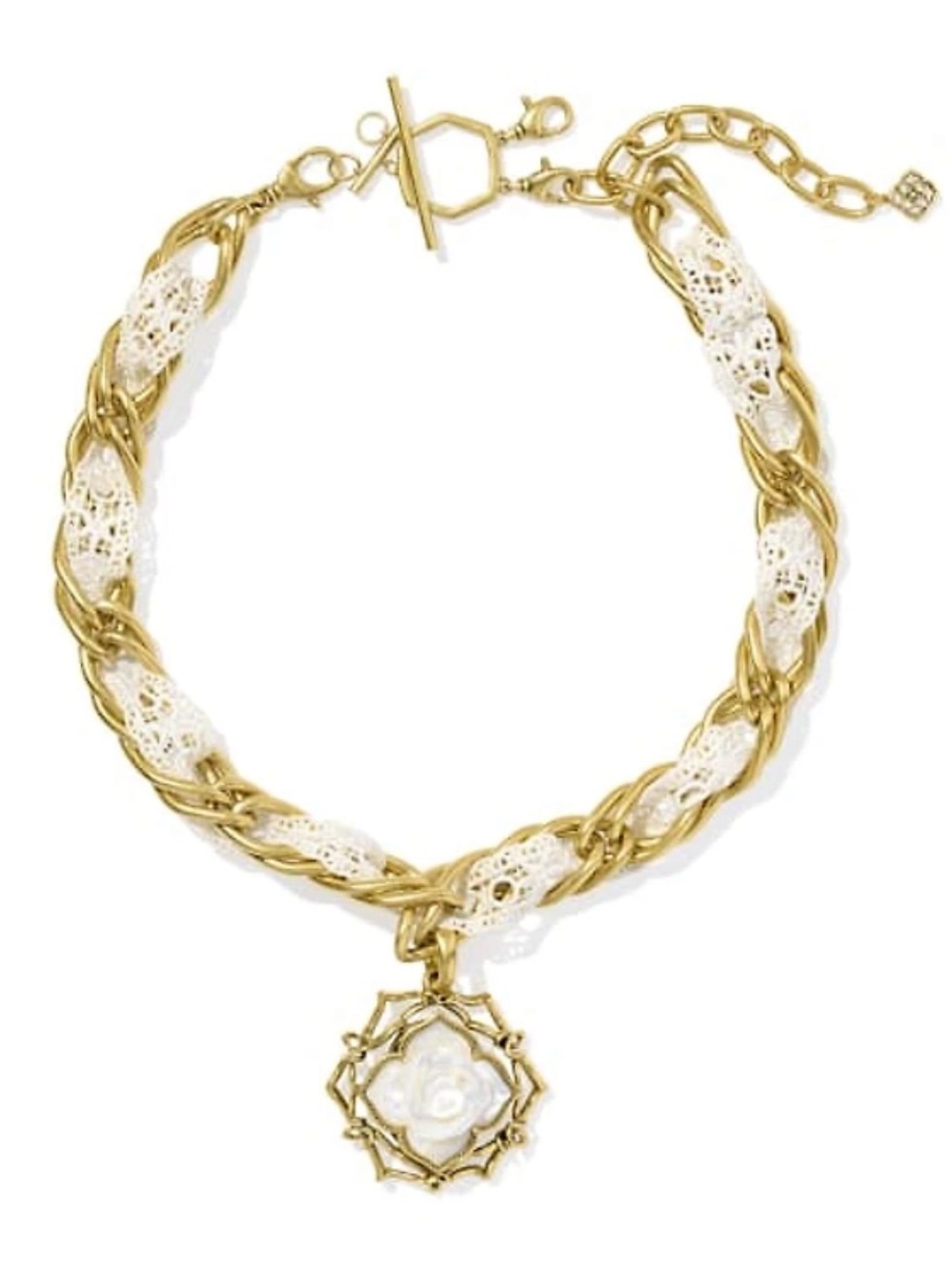 Kendra Scott Mallory Rose Vintage Gold Statement Necklace NWT